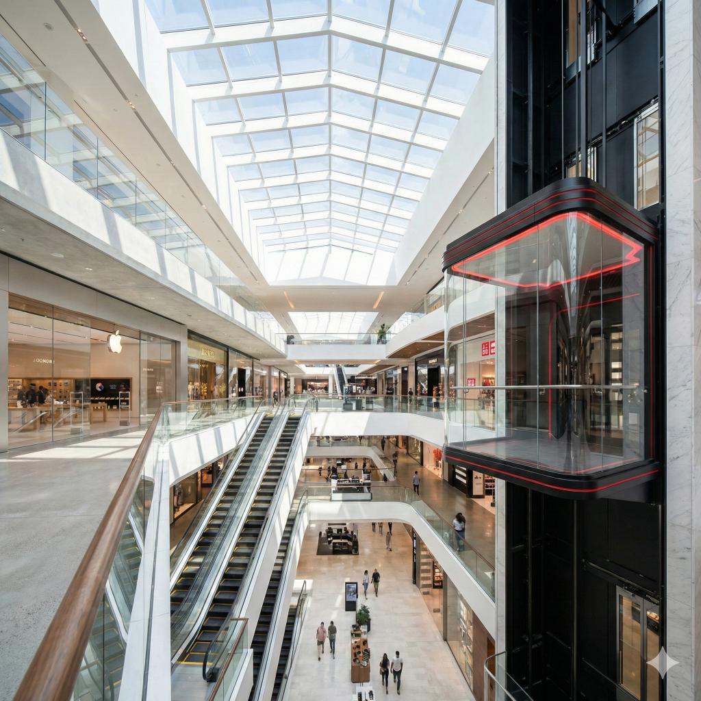 2️⃣ panoramic glass elevators